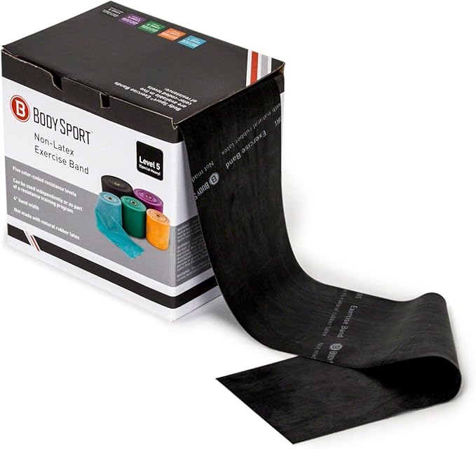 Body Sport Exercise Band, 50 yd. x 4 in. Roll - Home & Gym Fitness Equipment for Stretching, Strength Training & Physical Therapy