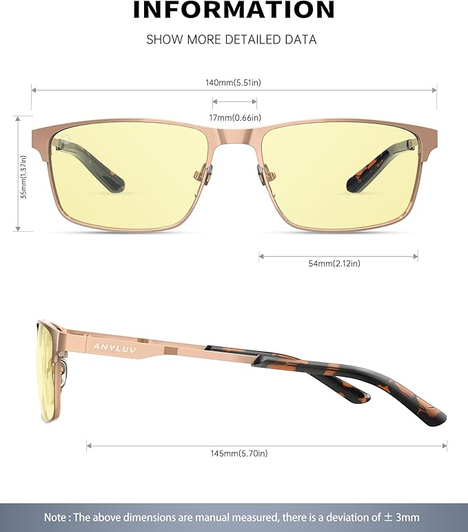 ANYLUV Blue Light Glasses for Men/Women, Lightweight Blue Light Blocking Glasses, Anti-Eye Strain Computer Glasses for Gaming