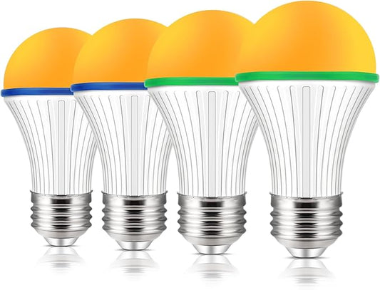 KINUR A15 3W Low Watt Amber Lights - Warm Light Bulbs for Sleep and Baby Nursery - 25W Equivalent - E26 Medium Base -4 Pack