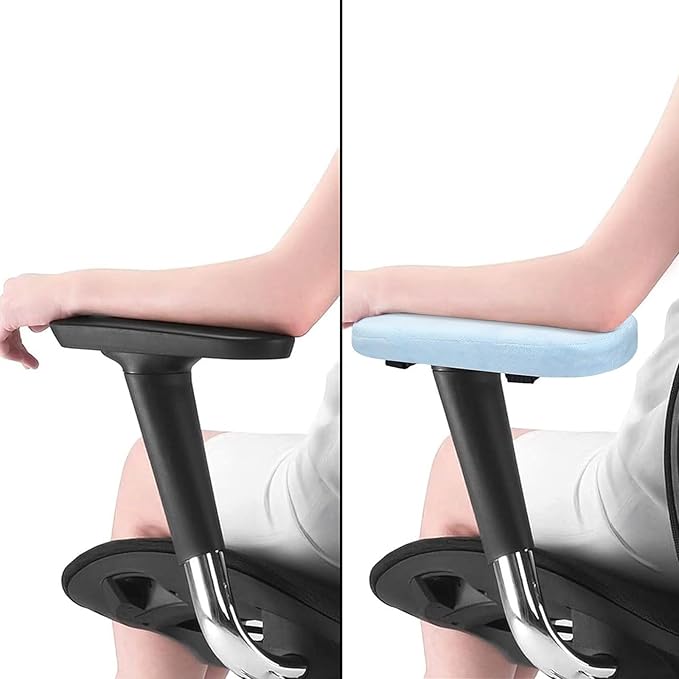 MOSISO Chair Armrest Pads (2 Pack), Memory Foam Home/Office Chair Arm Rest Covers Comfy Computer Gaming Elbow Cushion Removable Washable Elbow Support Forearm Pressure Relief, Air Blue