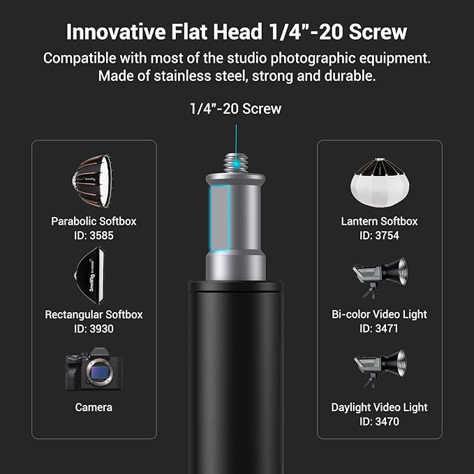 SmallRig Aluminum Light Stand 110"/9.2ft/280cm, Adjustable Photography Air-Cushioned Tripod Stand with 1/4" Screw for Softbox, Studio Light, Flash, Umbrella, Ring Light, Max Load 5kg, RA-S280A