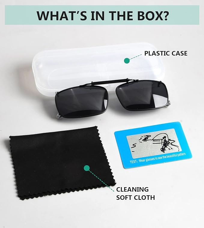 Eyekepper 3-pack Polarized Clip on Sunglasses With Spring Draw Bar Grey/Brown/Green Lens 54 * 34MM