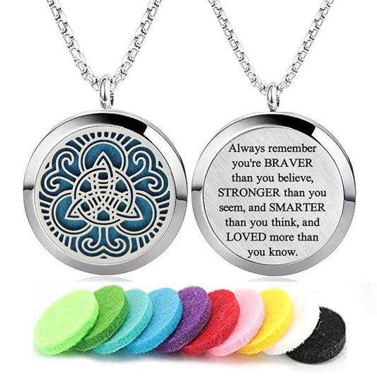 Aromatherapy Essential Oil Diffuser Necklace Stainless Steel lnspirational Locket Pendant(Celtic Knot)