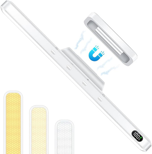 WILLED 3W Magnetic Light Bar, Eye-Friendly Makeup Lighting, 2000mah Vanity Lights for Mirror with Battery Display, Button Control Rechargeable Light Bar for Cabinet, Closet, Bathroom and Desk