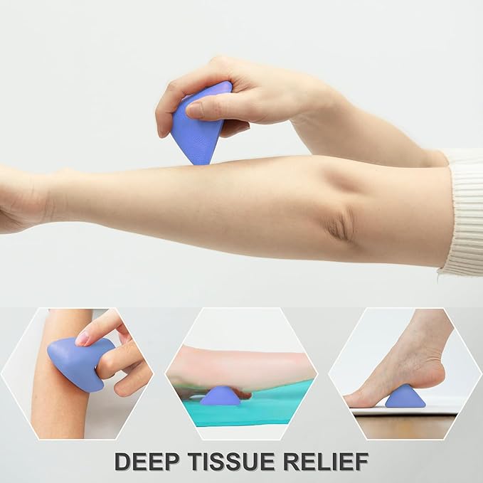 LEZER, Trigger Massage Point, Manual Massage Ball, Muscle Knots Relief Tool, Myofascial Release, Physical Therapy, Plantar Fasciitis, Set of 2 (Blue Trigger and Black Ball)