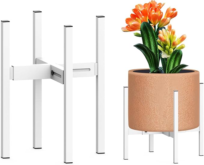 Heavy Plant Stand for 10"-16" Plant Pot Indoor Outdoor Corner, Adjustable Metal Heavy Duty for Large Pot (White 1 Pack)