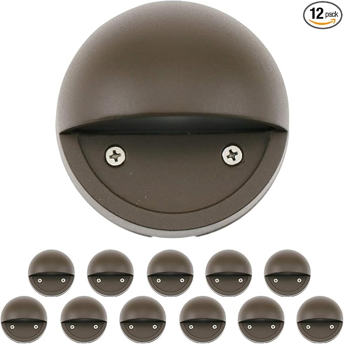 Lumina Lighting® 2W Landscape Deck Lights (12 Pack) Low Voltage Landscape Deck Lights Waterproof - Outdoor Patio Step Deck Lighting 12V 3000K Replaceable G4 LED Bulb Included DSL0103-BZLED12 (Bronze)