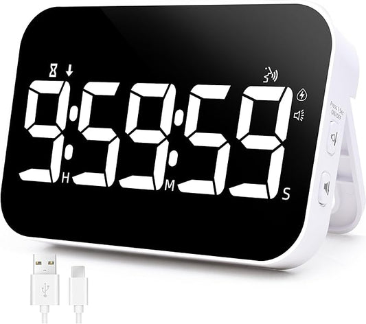 Kitchen Digital Timer, Rechargeable Magnetic Count Down Up Timer, Vibration Mode Adjustable Volume and Brightness LED Display with Sound Alert Function for Kids Adults Study Teaching, Kitchen Gadgets