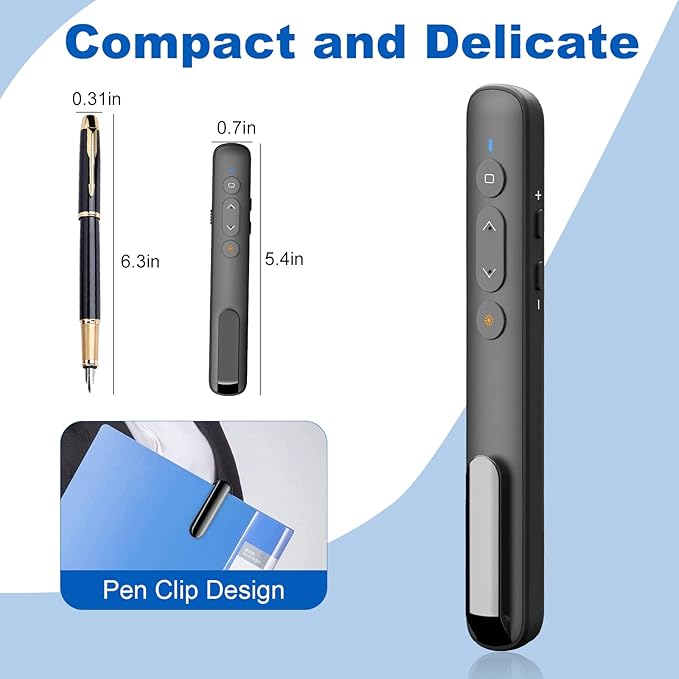 USB-C/USB-A Laser Pointer for Presentation Clicker PowerPoint Wireless Presenter Remote, Google Slide Advancer Projector Smart Board Slideshow Power Point PPT Clicker for Mac/Laptop/Computer/Office