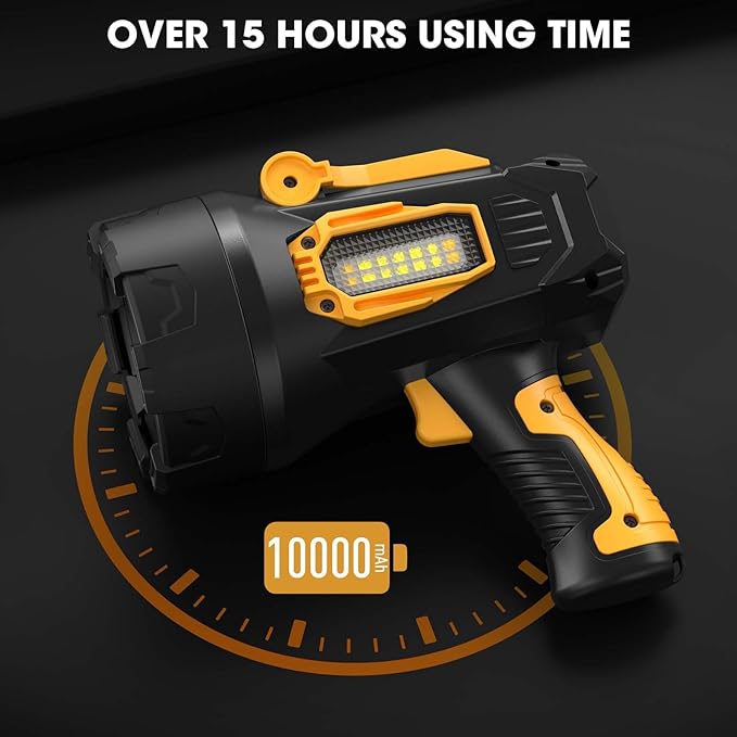 Rechargeable Spotlight, 99,000 Lumens Super Bright Spotlight Flashlight Outdoor Handheld with Cob Light, Heavy Duty Led Spot Light for Boating Camping