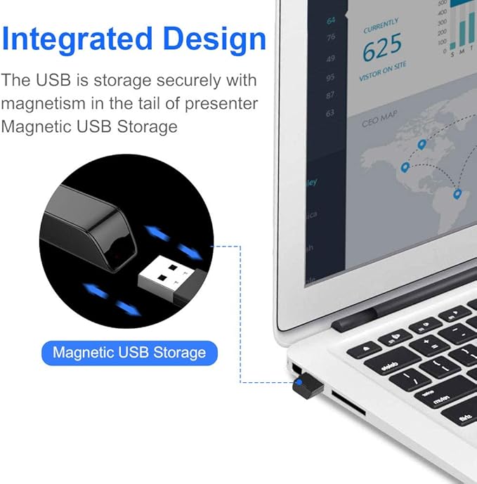 Norwii N75 Rechargeable Presentation Clicker with Green Light Pointer for presentations, PowerPoint Clicker for Presentation Remote, Long Range Wireless Presenter (Green Light)
