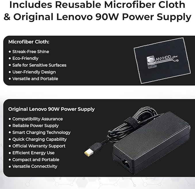 Lenovo 40AY0090US Dock Dual Monitor Bundle - Lenovo Docking Station USB C with 90W AC Adapter + 4K HDMI Cable + 4K DisplayPort Cable + USB-C Cable + Microfiber Cloth - Supports 4K Display (Renewed)