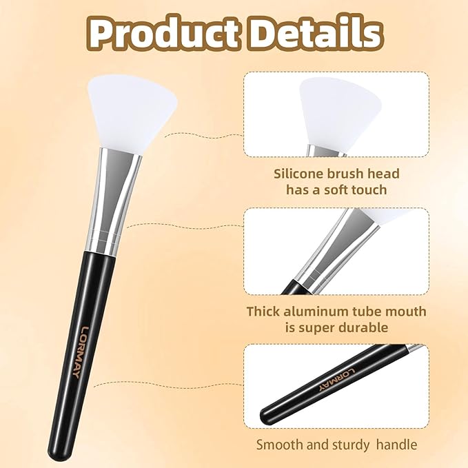 LORMAY 2 Pcs Silicone Face Mask Brush Applicator for Facial Mud, Clay Mask, DIY, Modeling Mask, Body Lotion, and BB CC Cream