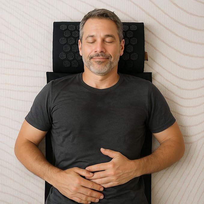 Acupressure Mat & Pillow – Pain Relief and Relaxation Kit for Back, Neck, and Sleep, Suitable for Yoga, Meditation, or Daily Use (Soft Cream)