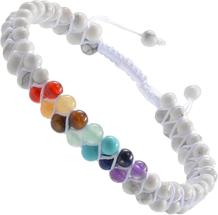 MASSIVE BEADS Double Layer Natural Chakra Healing Power Crystals Macrame Bracelet Yoga Stone Beads Gemstone Meditation Relax Anxiety Bangle for Unisex Women Men
