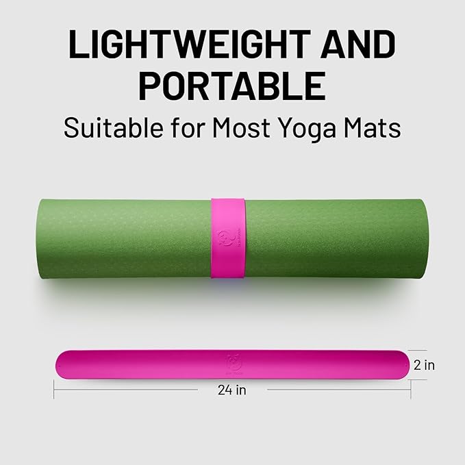 Slim Panda Yoga Mat Strap Slap Band, One Snap Keeps Mats Tightly Rolled, Heavy-Duty Clasp Fits Most Size Mats(24" L X 2" W)