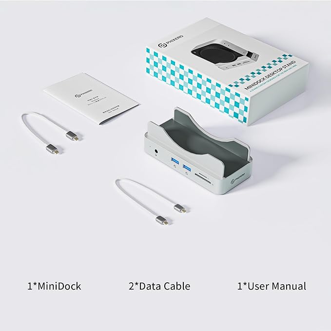 Phixero (2TB Storage) M4 Mac mini Dock, Aluminum unibody Design, 6-in-1 hub, 10Gbps USB-A, SD/TF Reader, Space-Saving Design, Non-Removable SSD
