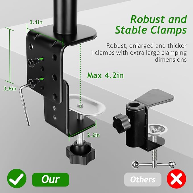 Mic Boom Arm, Adjustable Height Overhead Microphone Stand with Heightened Extension Riser for Shure SM7B Blue Yeti HyperX QuadCast S and other Mic