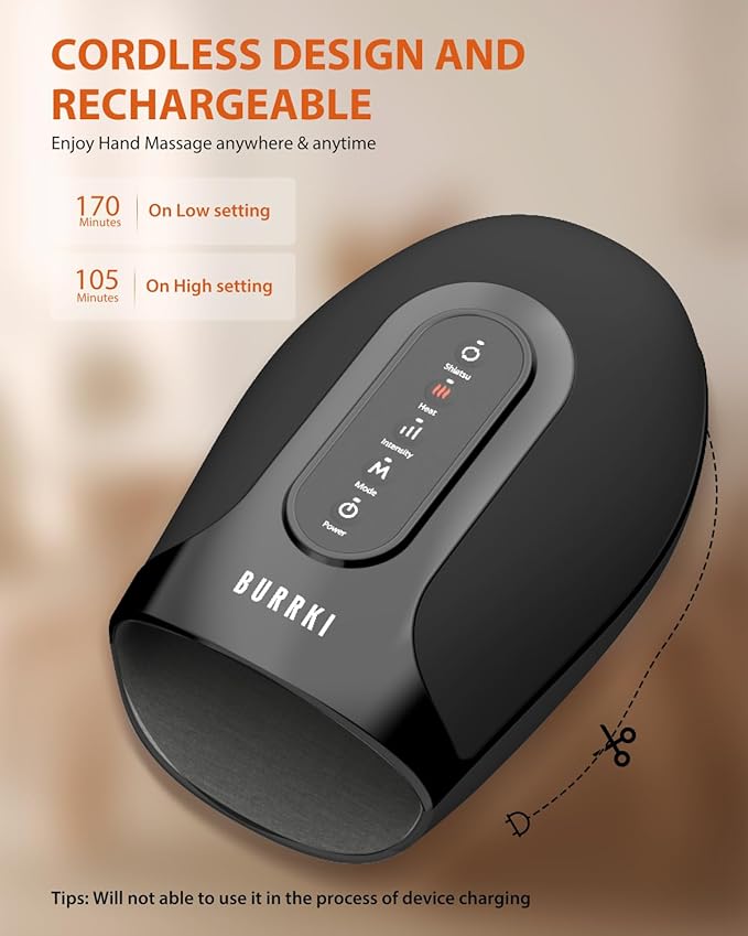 Hand Massager for Arthritis and Carpal Tunnel, Cordless Hand Massager with Heat & Targeted Palm Kneading Massage for Pain Relief, Gifts for Women Men Mom Dad