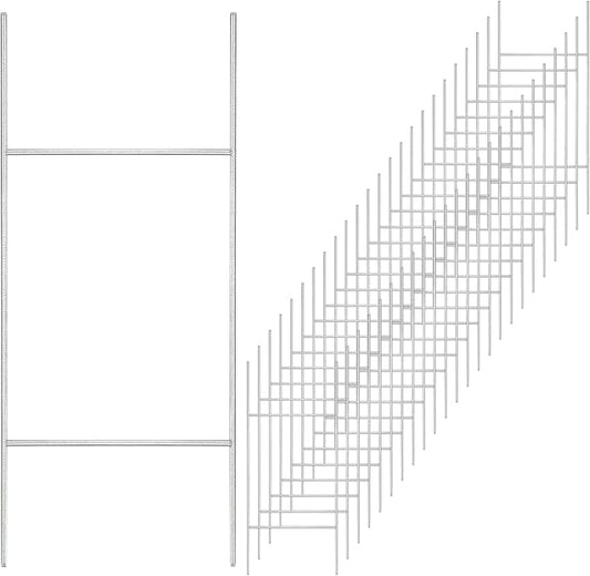 25 Pack Heavy Duty Metal H Frame Wire H Long Stakes, 30'' x 10'' Yard Sign Stake for 4mm Corrugated Signs