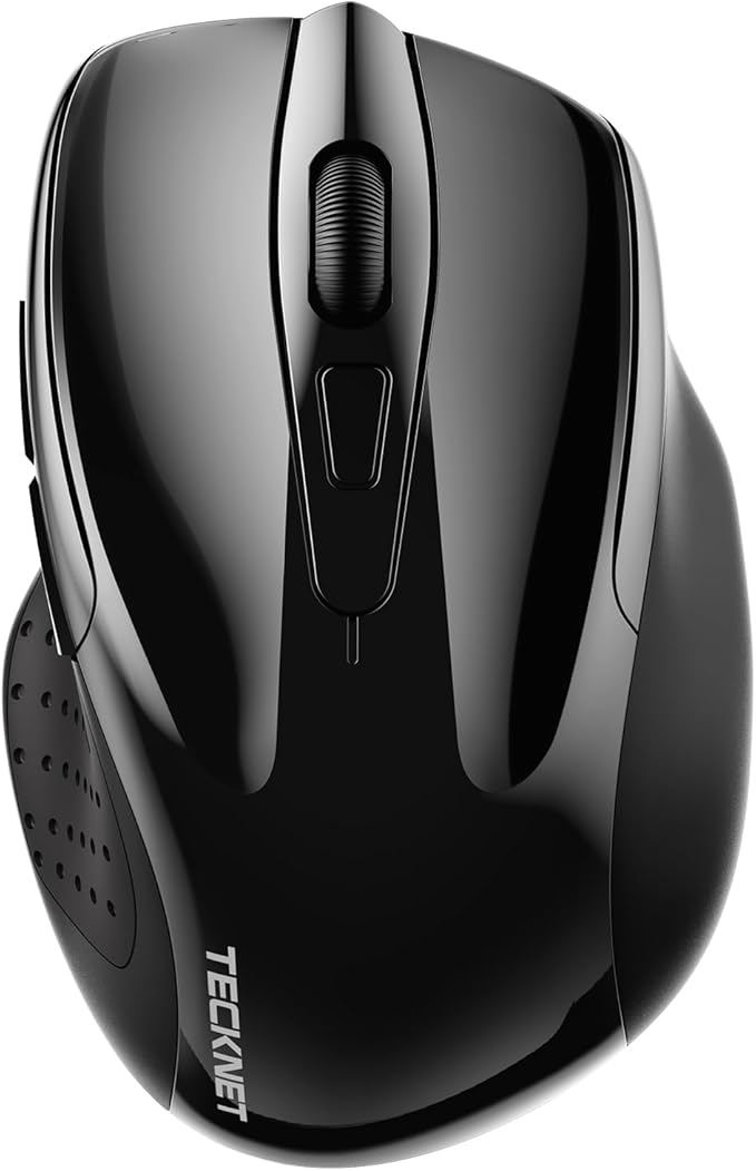 TECKNET Wireless Mouse (2.4G & BT5.0/3.0) Silent 4800 DPI Computer USB A & Bluetooth Mouse 6 Buttons, Wide Compatibility - Black