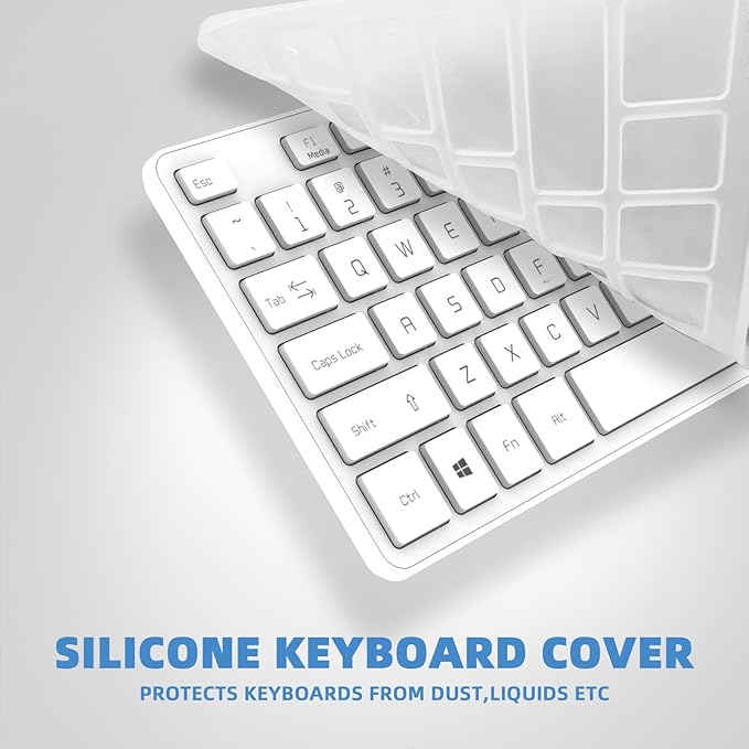 Wired USB Keyboard, Comfortable Quiet Chocolate Keys, Durable Ultra-Slim Wired Computer Keyboard(QWERTY) for PC, Windows 11/10/8/7/XP/Vista KB1430 - White