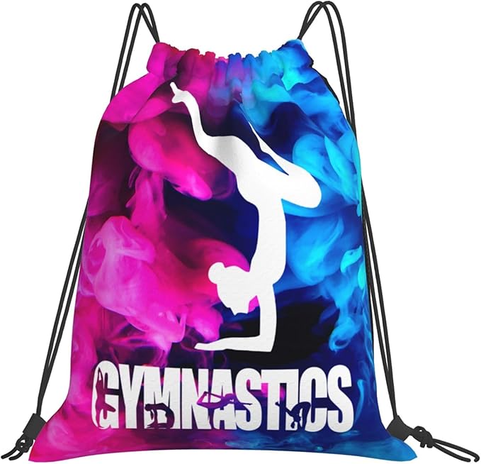 Gymnastics Drawstring Backpack Light Gym String Bag Pink Water Resistant Sackpack Sport Yoga Daypack For Womens Mens