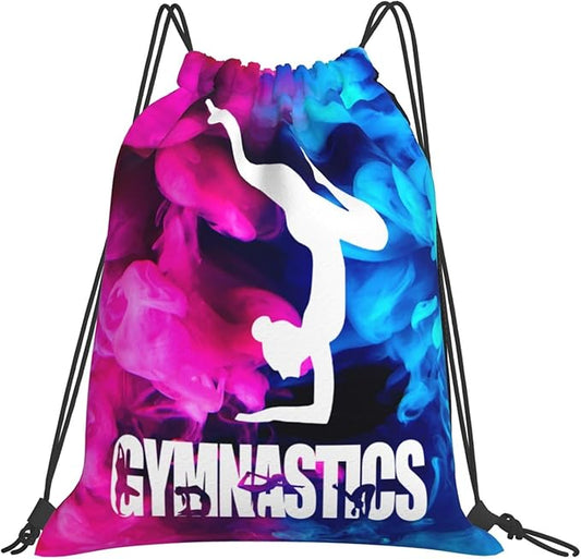 Gymnastics Drawstring Backpack Light Gym String Bag Pink Water Resistant Sackpack Sport Yoga Daypack For Womens Mens