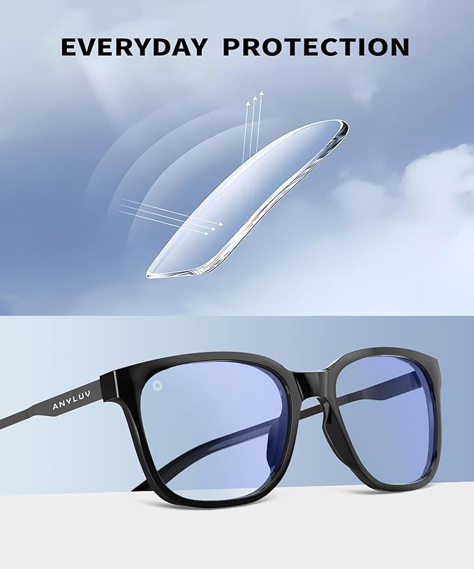 ANYLUV Blue Light Glasses for Men, Computer Gaming Glasses men, Stylish Anti Eyestrain Blue Light Blocking Glasses Men