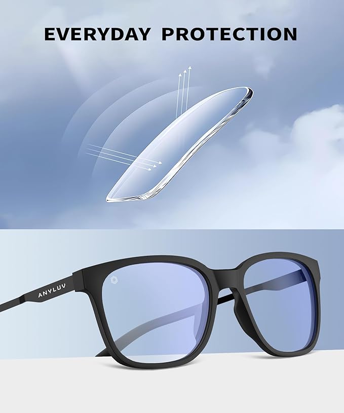 ANYLUV Blue Light Glasses for Men, Computer Gaming Glasses men, Stylish Anti Eyestrain Blue Light Blocking Glasses Men