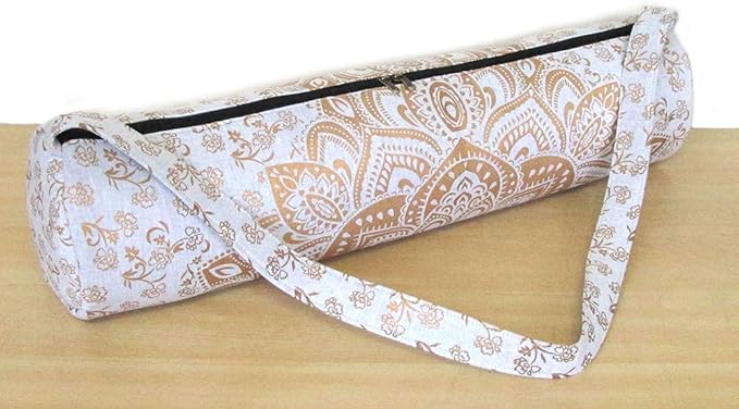 ICC Black Gold Mandala Full-Zip Exercise Yoga Mat Carry Bag Gym Beach Pilates Carrier Bags Hippie Mandala Indian Cotton Bag