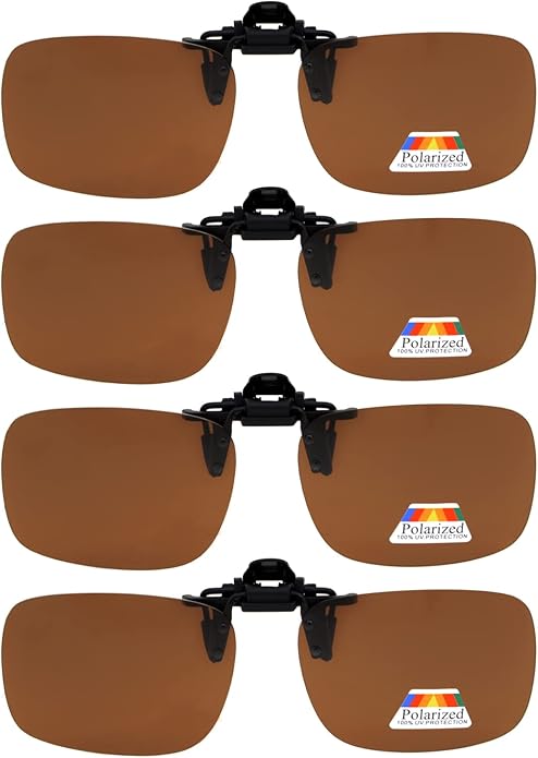 Eyekepper 4 Pack Flip-up Clip-On Sunglasses 59x39 MM Metal Wear Over Glasses