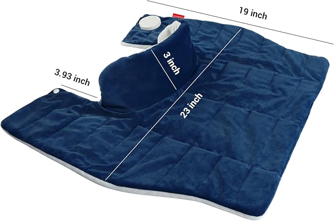 Comfytemp Heating Pad for Neck and Shoulders and Back, Weighted Electric Heat Pad for Pain Relief, 2.6lb Large Heated Wrap, 9 Heat Levels, 11 Auto-Off, Gifts for Women Men, Dark Blue