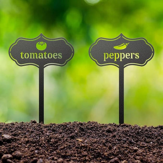 RealSteel - Seed & Plant Markers - Indoor/Outdoor Herb Garden Stakes - Elegant Fruit/Vegetable Seed Labels - Durable Plant Tags for Pots - Classy Design for Farmhouse/Greenhouse (Peas)