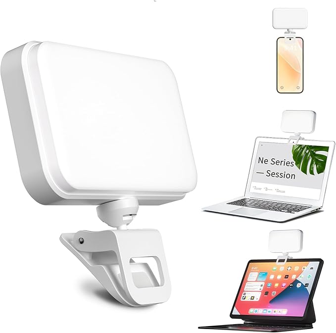 Video Conference Light, Clip-on Light for Phone and Laptop, Portable LED Light for Zoom Call, Webcam, Meeting, Virtual Session, Content Creation, Livestreaming, Vlog