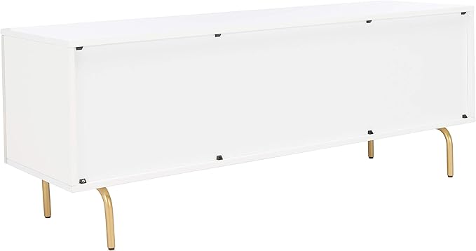 SAFAVIEH Genevieve TV Stand for up to 65" Flatscreen – White & White Washed Finish, Mid-Century Modern Storage Cabinet, Entertainment Media Console (MED5000C)