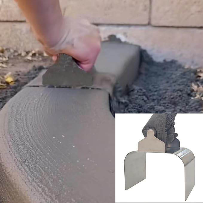 Landscape Curb Trowel Edger, Curb It Yourself, Curb and Gutter Shape Maker, Concrete Curb Trowel, Rectangular trimmer - 4" x 6" x 4" (Rectangular Curb It Yourself)