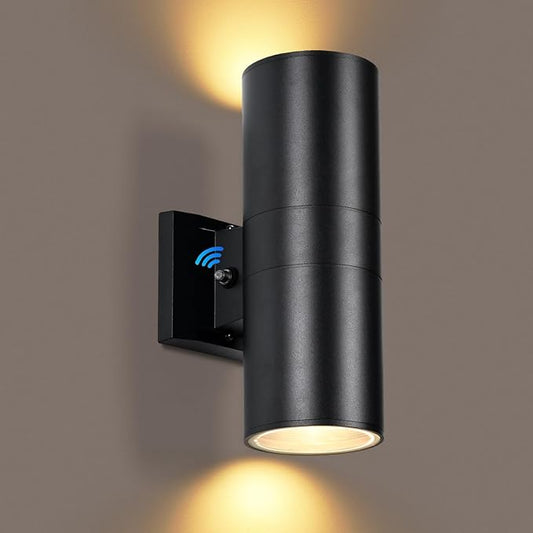 Dusk to Dawn Porch Light 1 Pack, Modern Outdoor Wall Lights with Bulbs, Cylinder Black Outdoor Light Fixture Wall Mount, Up and Down Lighting Wall Sconce for House Porch Door