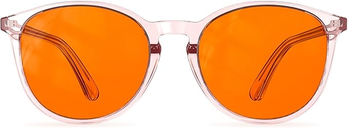 Bloomoak 99% Orange Blue Light Blocking Glasses,Retro Trendy Round Style,Relieve Eye Fatigue,Improve Sleep For Screens/Games