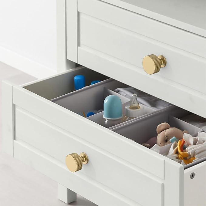 Amerdeco 10 Pack Champagne Bronze Cabinet Knobs Single Hole Cabinet Pulls 1 Inch Drawer Knobs and Pulls for Bathroom Cabinets ZH0071