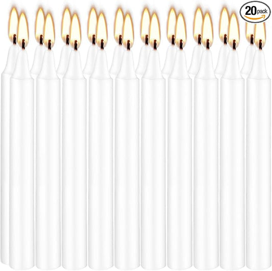Set of 20 White Spell & Chime – Premium Mini Taper Candles for Rituals, Prayer, Birthdays, Meditation, Altar - 4 Inch Tall, Unscented (White)