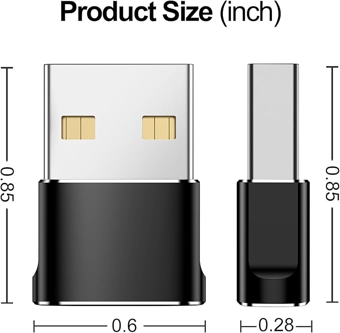 USB to USB C Adapter,Type C Female to A Male OTG Charger Converter for iPhone 16 15 14 13 Pro Max,Samsung S24 S23,PlayStation 4,Apple Watch Ultra 8 9,AirPods,iPad,Car Play-Black