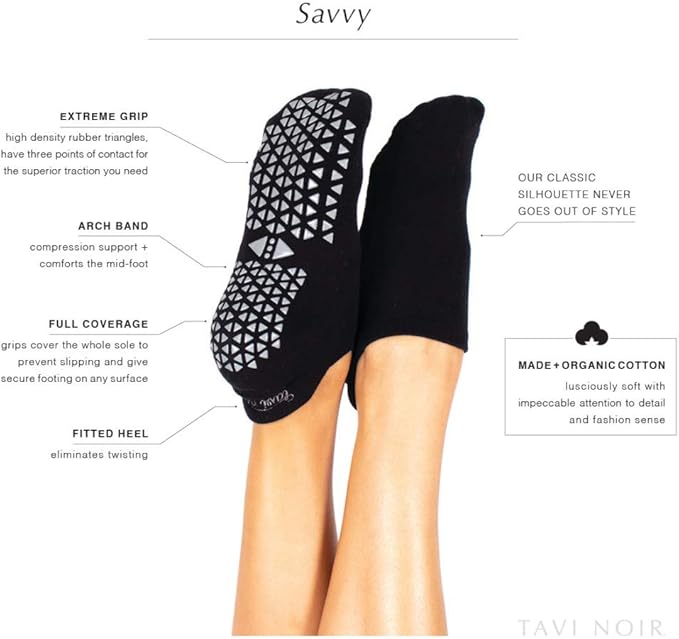 TAVI Women’s Savvy Grip Socks - Pilates for Women, Slipper, Yoga, and Ballet, Barre