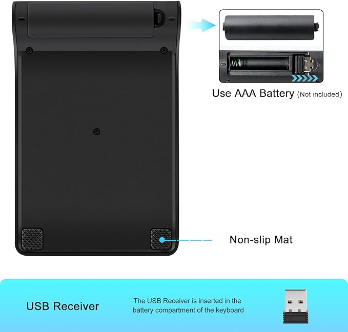 TRELC Wireless Numeric Keypad, Mini 2.4G 18 Keys Number Pad, Portable Silent Financial Accounting Numeric Keypad Keyboard Extensions with Wireless Mouse for Laptop, PC, Desktop, Notebook(Black)