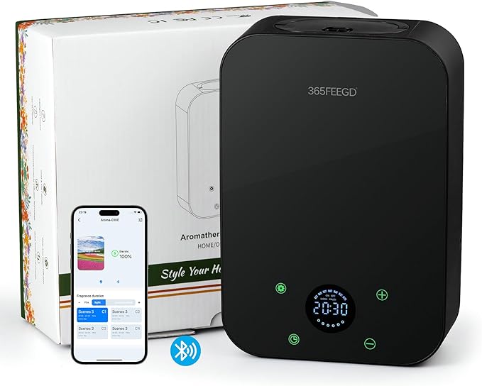 Waterless Oil Diffuser - Pure Essential Oil Diffuser with App Control - 150ml/1700 Sq.Ft. Coverage for Effective Aromatherapy in Home/Office/Hotel (Black)