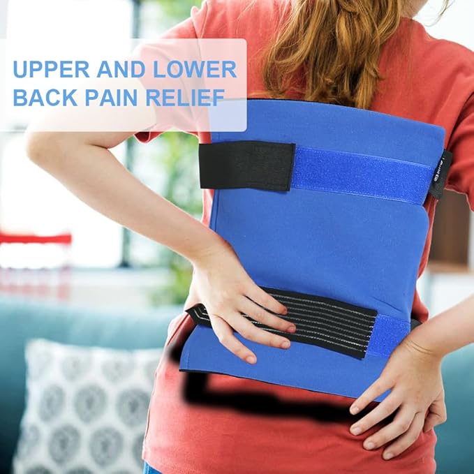 WORLD-BIO Large Gel Ice Pack Wrap for Injuries, Reusable Cold Compress Therapy Ice Pack with Straps for Swelling, Bruises, Hip, Knee Replacement Surgery, Back, Shoulder,11" x 14" Blue