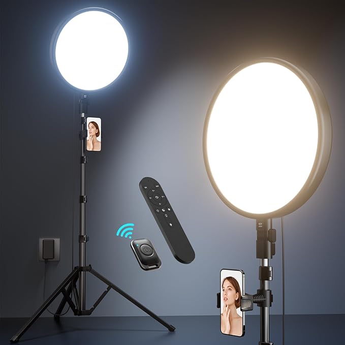 Weilisi Ring Light with 72" Tripod Stand and Phone Holder, 6500K Full-Screen Selfie Ring Light for Makeup Barber Video Recording, Photography Lighting, Ring Light Tripod for iPhone Phone with Remote