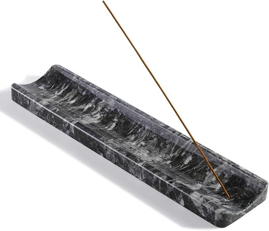 Koville Marble Incense Holder, Incense Holder for Sticks, Incense Sticks Holder Ash Catcher for Meditation Yoga SPA, Natural Stone Incense Burner, Home Table Decor (Black)