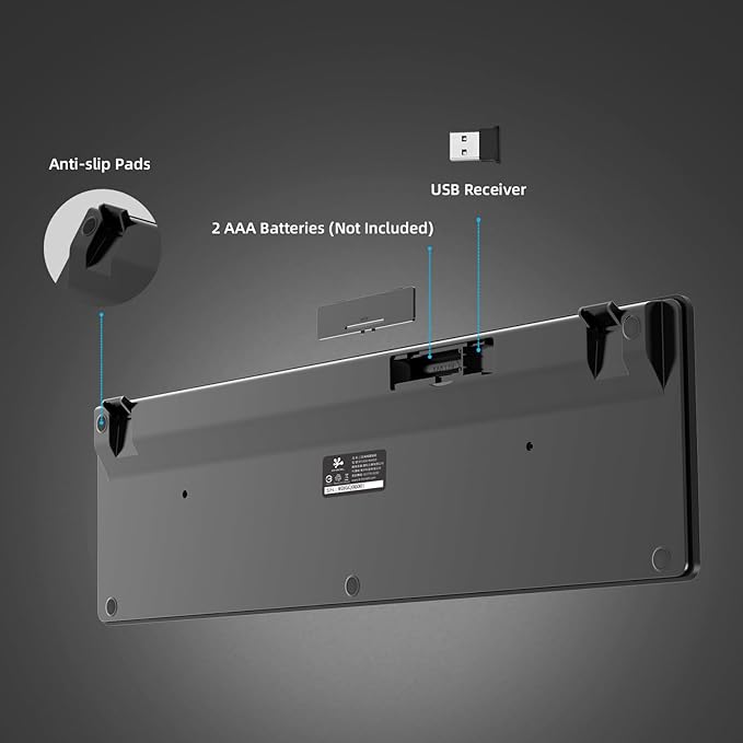 Slim Quiet Wireless Keyboard for Mac and Windows,Durable Flat Keyboard with Full Size Ultra Quiet Low-Profile Flat Keys, 2.4GHz Wireless for Mac,Windows 11/10/8/7/Vista,Microsoft & PC（Grey