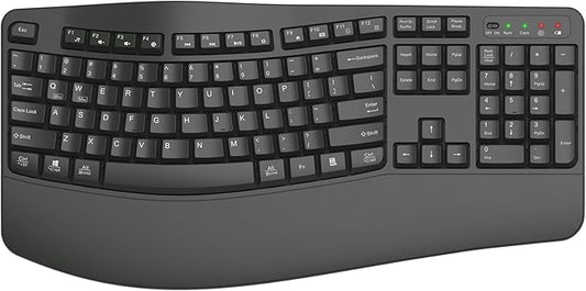 Ergonomic Wireless Keyboard with Wrist Rest, Wave Keys, Comfortable Natural Typing, 2.4GHz Full Size Ergo Wireless Computer Keyboard for Multi-OS, Windows, Mac OS Laptop/PC/Notebook (Gray)
